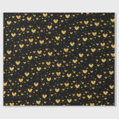 Elegant Black and Gold Hearts Valentines Day ラッピングペーパー (フラット)