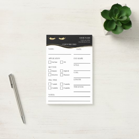 Elegant black and gold Lash Client Post-it® Notes ポストイット (オフィス)