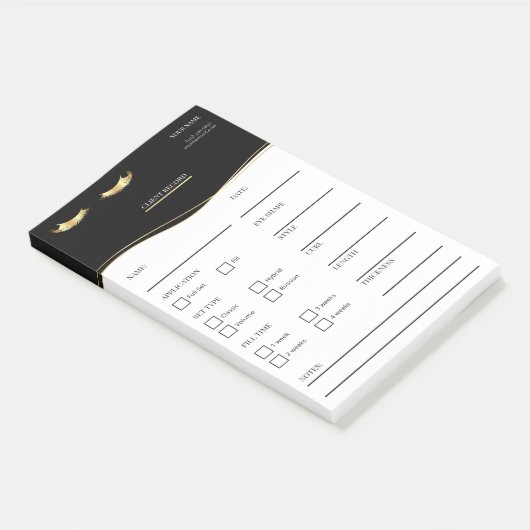 Elegant black and gold Lash Client  Post-it® Notes ポストイット (アングル)