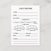 Elegant Black and gold Lash Client Record Form 名刺 (裏面)