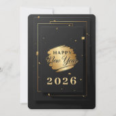 Elegant Black and Gold Luxury Happy New Year 2026  シーズンカード (正面)