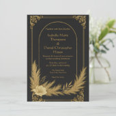 Elegant Black and Gold Luxury Wedding Invitation 招待状 (スタンド正面)