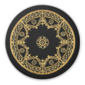 Elegant black and gold mandala pattern セラミックノブ (正面)