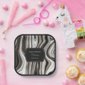 Elegant Black and Gold Marble Wedding ペーパープレート (パーティー)