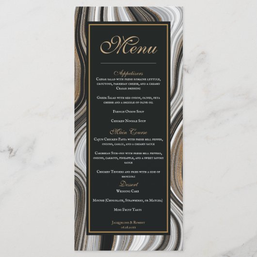 Elegant Black and Gold Marble Wedding メニュー (正面)