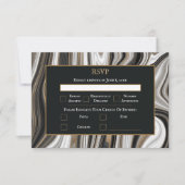 Elegant Black and Gold Marble Wedding 出欠カード (正面)