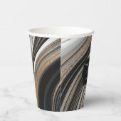 Elegant Black and Gold Marble Wedding 紙コップ (右)