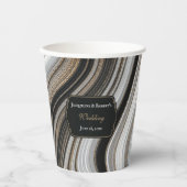 Elegant Black and Gold Marble Wedding 紙コップ (正面)