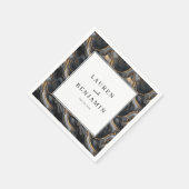 Elegant Black and Gold Marbled スタンダードカクテルナプキン (角)