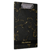 Elegant Black and Gold Marbled Custom Teacher's クリップボード (右)