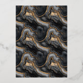 Elegant Black and Gold Marbled Wedding Invitation 箔招待状 (裏面)