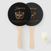 Elegant Black and Gold Masquerade Party ハンドファン (正面&裏面)