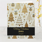 Elegant Black and Gold Merry Christmas Custom Name カード (黄色い花)