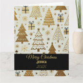 Elegant Black and Gold Merry Christmas Custom Name カード (正面)