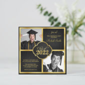 Elegant Black and Gold Modern Class of 2022  招待状 (スタンド正面)
