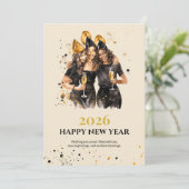 Elegant Black and Gold New Year Greeting Card シーズンカード (スタンド正面)