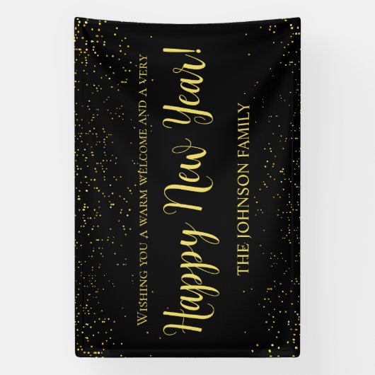 Elegant Black and Gold New Year’s Greeting 横断幕 (縦)