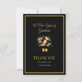 Elegant Black And Gold New Year Thank You Card サンキューカード (正面)