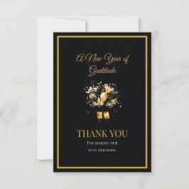 Elegant Black And Gold New Year Thank You Card サンキューカード
