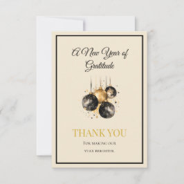 Elegant Black And Gold New Year Thank You Card サンキューカード