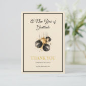 Elegant Black And Gold New Year Thank You Card サンキューカード (スタンド正面)
