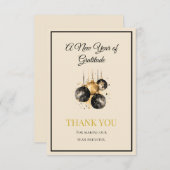 Elegant Black And Gold New Year Thank You Card サンキューカード (正面/裏面)