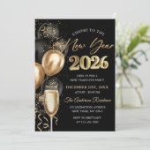 Elegant Black and Gold New Year's Eve Party 招待状 (スタンド正面)