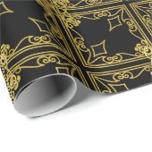 Elegant Black and Gold Ornate Christmas Wrapping P ラッピングペーパー (ロールコーナー)