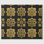 Elegant Black and Gold Ornate Christmas Wrapping P ラッピングペーパー (フラット)