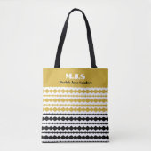 Elegant Black and Gold Pattern Initials and Name トートバッグ (正面)