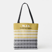 Elegant Black and Gold Pattern Initials and Name トートバッグ (裏面)