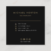 Elegant Black and Gold Real Estate Agent スクエア名刺 (裏面)
