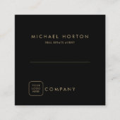 Elegant Black and Gold Real Estate Agent スクエア名刺 (正面)