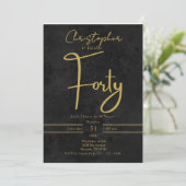 Elegant Black and Gold Script Fortieth Birthday  招待状 (スタンド正面)