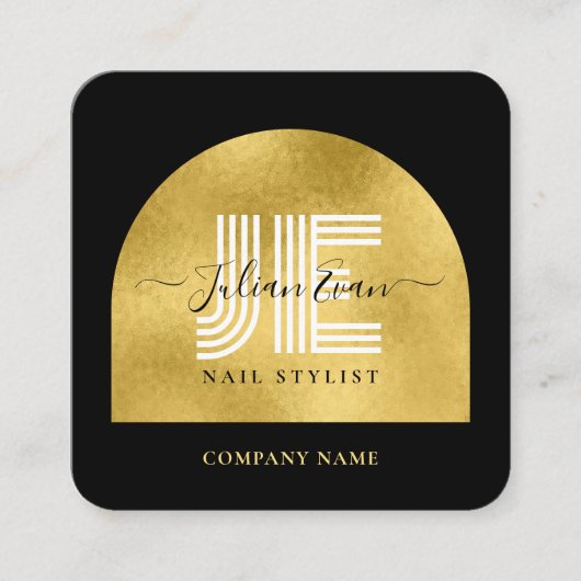 Elegant Black and Gold Shiny Glitter Beauty スクエア名刺 (正面)