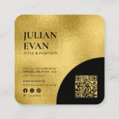 Elegant Black and Gold Shiny Glitter Beauty スクエア名刺 (裏面)