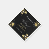 Elegant black and gold summer wedding スタンダードカクテルナプキン (角)