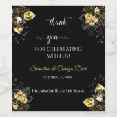 Elegant black and gold summer wedding ワインラベル (シングルラベル)