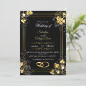 Elegant black and gold summer wedding 招待状 (スタンド正面)