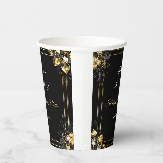 Elegant black and gold summer wedding 紙コップ (右)