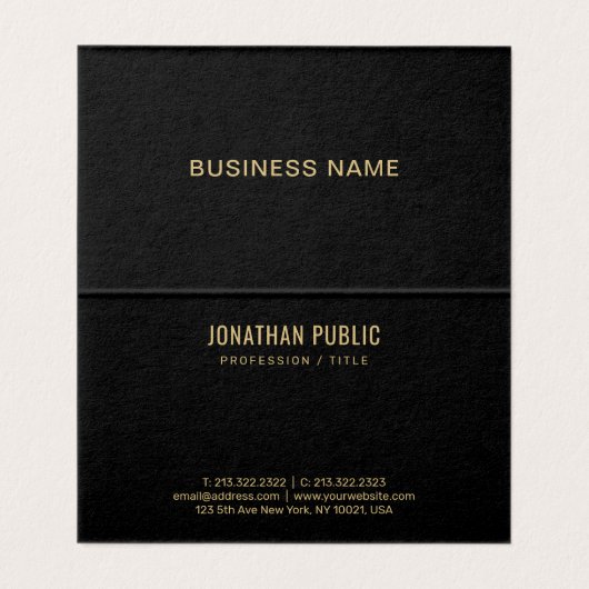 Elegant Black And Gold Trendy Template Folded 名刺 (内部フラット)