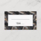 Elegant Black and Gold Waves プレイスカード (正面)