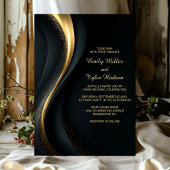 Elegant Black and Gold Wedding 招待状