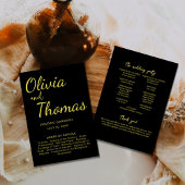 Elegant Black and Gold Wedding Ceremony Program  プログラム