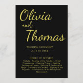 Elegant Black and Gold Wedding Ceremony Program  プログラム (正面)