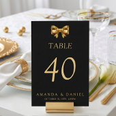 Elegant Black and Gold Wedding Golden Bow テーブルナンバー