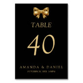 Elegant Black and Gold Wedding Golden Bow テーブルナンバー (裏面)