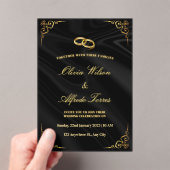 Elegant Black and Gold Wedding Invitation アクリル招待状 (インサイチュ (ポータブル))