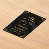 Elegant Black and Gold Wedding Invitation アクリル招待状 (レイダウン)