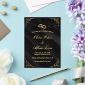 Elegant Black and Gold Wedding Invitation アクリル招待状 (インサイチュ (ウェディング))